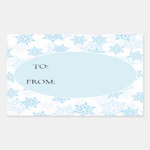 Baby Blue White Snowflakes kerst tot van Rechthoekige Sticker