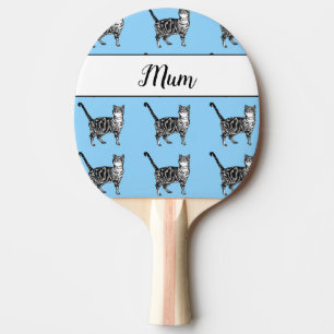 Baby Blue White Tabby cat Katten Whimsical mama Tafeltennisbatje