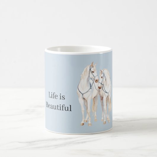 Baby Blue Witte Paarden Koffiemok (Center)