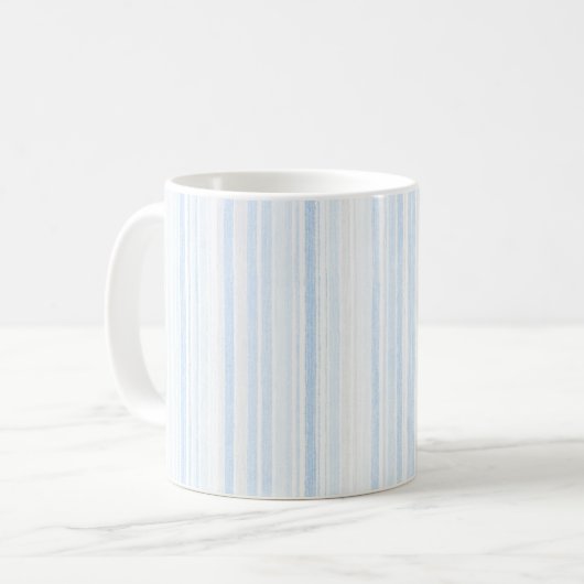 Baby Blue Witte Strepen Koffiemok (Voorkant links)
