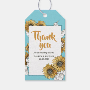 Baby Blue Yellow Sunflower Spring Floral Wedding Cadeaulabel