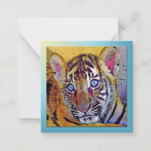 Baby Blues Eyes Tiger Cub Flat Note Kaart Notitiekaartje