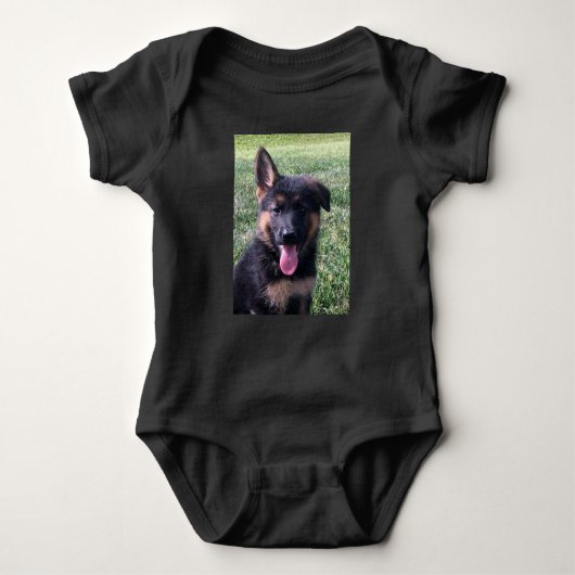 Baby Bodysuit, Aangepaste Schattigee Hond foto Haz Romper (Voorkant)
