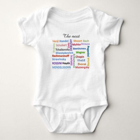 Baby Bodysuit de volgende geweldige muziekcomponis (Voorkant)