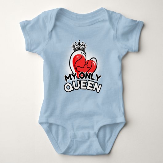 Baby Bodysuit: My Only Queen (blauw) Romper (Voorkant)