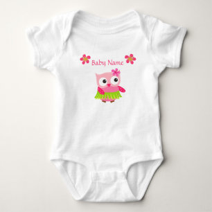 Baby Bodysuit Owl, Tropische bloemen, personaliser