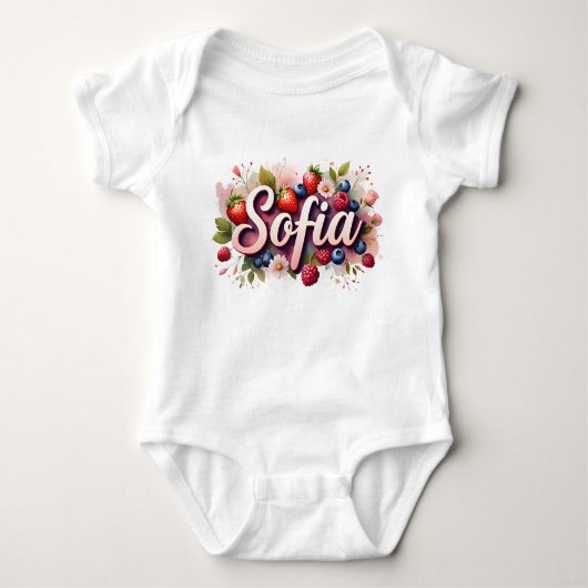 Baby Bodysuit "Sofia" Berry Floral Design (Voorkant)