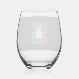 Baby Boo Halloween Ghost Ontwerp_1 Wijnglas Zonder Voet