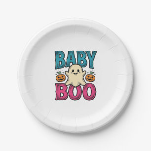 Baby Boo Vintage Halloween Geest Shirt Ontwerp_1 Papieren Bordje