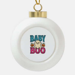 Baby Boo Vintage Halloween Geest T-shirt Ontwerp_1 Keramische Bal Ornament