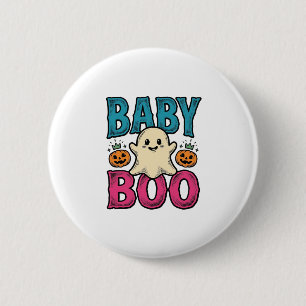 Baby Boo Vintage Halloween Geest T-shirt Ontwerp_1 Ronde Button 5,7 Cm