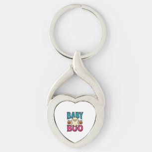 Baby Boo Vintage Halloween Geest T-shirt Ontwerp_1 Sleutelhanger