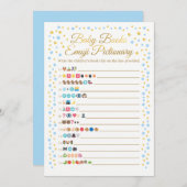 Baby Books Emoji Pictionary Game Blauw en Goud Kaart (Voorkant / Achterkant)