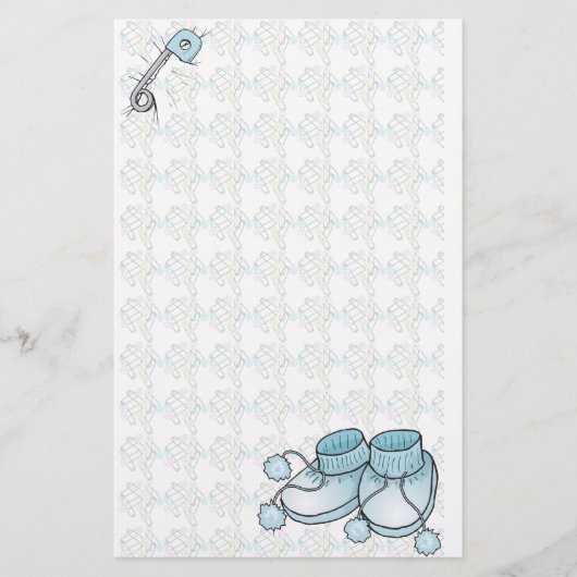 Baby Bootie Blue Stationery Briefpapier (Voorkant)