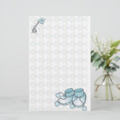 Baby Bootie Blue Stationery Briefpapier (Staand voorkant)