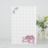 Baby Bootie Roze Stationery Briefpapier (Staand voorkant)
