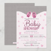 Baby Booties Filles roses baby shower invitation (Devant / Derrière)
