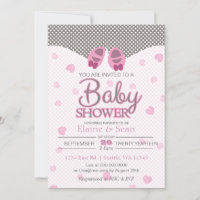 Baby Booties Filles roses baby shower invitation
