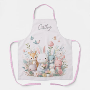 Baby bosdieren roze all-over print schort