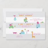 Baby Bots Gris Gris Striped Baby shower Invitation (Devant)