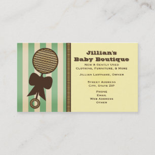 Baby Boutique - Rattle & Green Stripes Visitekaartje