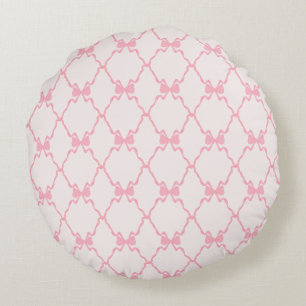 Baby Bow Trellis Pink Bella Ribbon Rond Kussen
