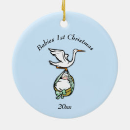 Baby Boy 1st Kerstmis met Jaar Keramisch Ornament