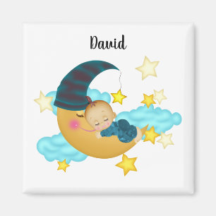 Baby Boy (2) op een Moon Art Baby Beanie Magneet