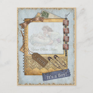 Baby Boy Aankomst Aankondiging Foto Lijst
