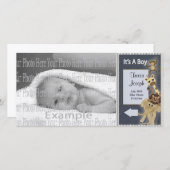 Baby Boy Aankondiging Fotokaart Sjabloon (Voorkant / Achterkant)