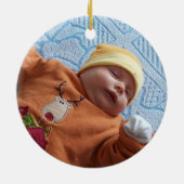 Baby Boy Aankondiging met Geboortedatum Keramisch Ornament (Achterkant)