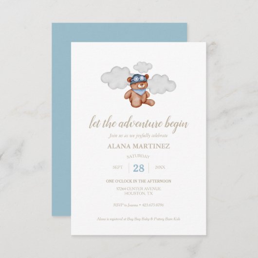 Baby Boy Adventure Baby shower Invitation (Devant / Derrière)