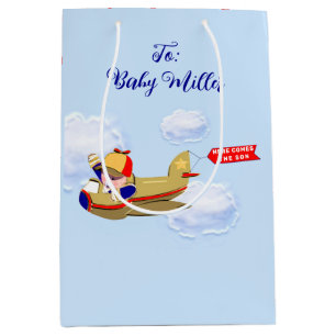 Baby Boy Airplane Pilot Medium Cadeauzakje
