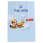 Baby Boy Airplane Pilot Medium Cadeauzakje (Achterkant)