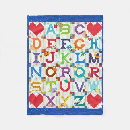Baby Boy Alphabet Quilt Design Fleece Deken (Voorkant)
