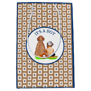 Baby Boy and Dog Baseball Theme Baby shower Medium Cadeauzakje