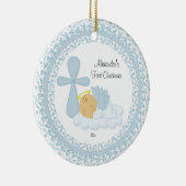 Baby Boy Angel Baby's eerste kerstversiering Keramisch Ornament (Rechts)