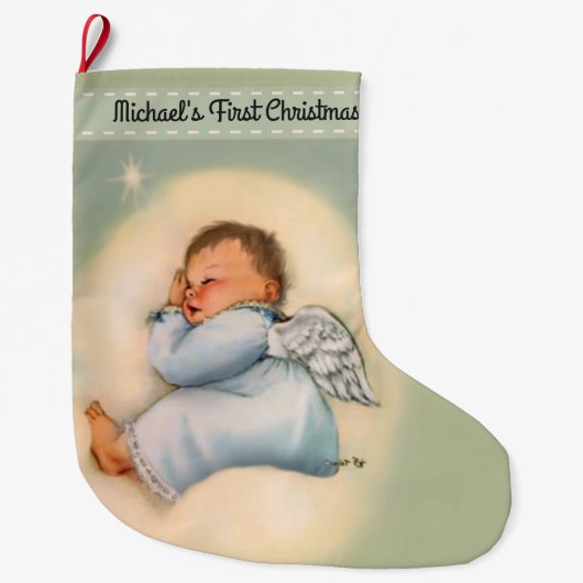  Baby Boy Angel Eerste Kerstmis Grote Kerstsok (Voorkant)