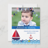 Baby Boy, Anniversaire, Nautique, Invitation Perso (Devant)
