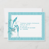 Baby Boy Aqua Oiseaux Vintages Photo Faire-part (Dos)