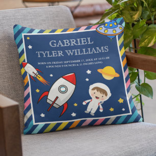 Baby Boy Astronaut Buitenruimte Raketvlekken Kussen