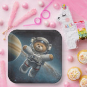 Baby Boy Astronaut Teddy Bear Papieren Bordje (Feest)