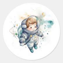 Baby Boy Astronaut Waterverf Sticker