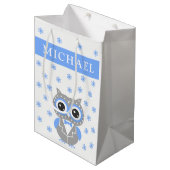 Baby Boy Baby shower Cute Owl Gift Bag Medium Cadeauzakje (Voorkant Gekanteld)