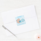 Baby Boy Baby shower Vierkante Sticker (Envelop)