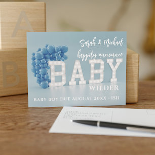 Baby Boy Balloon Zwangerschap Aankondiging Briefka Briefkaart