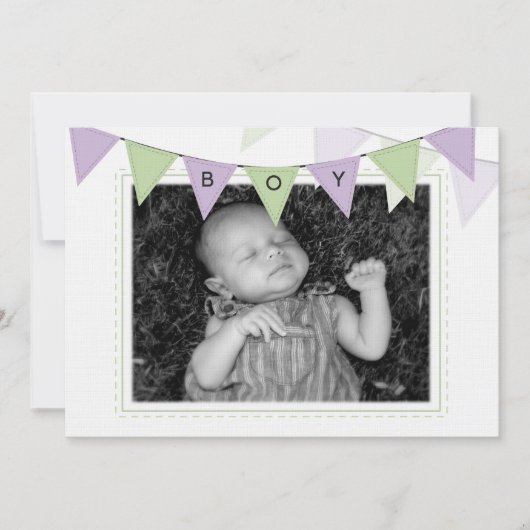 Baby Boy Banner drapeaux Birth Photo Faire-part (Devant)