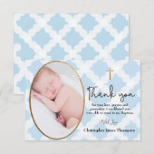 Baby Boy Baptême Baptême Bleu Blanc Merci (Devant / Derrière)