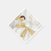 Baby Boy Baptism Christening Gold Bow Servetten (Hoek)