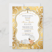 Baby Boy Baptism Christening Gold Cross Kaart (Voorkant)